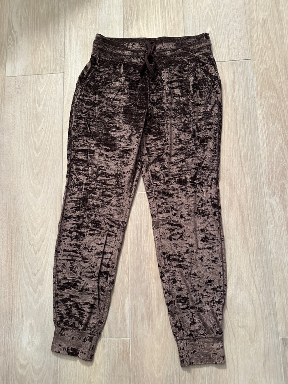 lululemon athletica Brown Crushed Velvet Jogger Pants